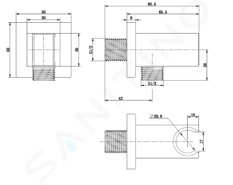 kielle Nástěnné kolínko s držákem, chrom 20901010