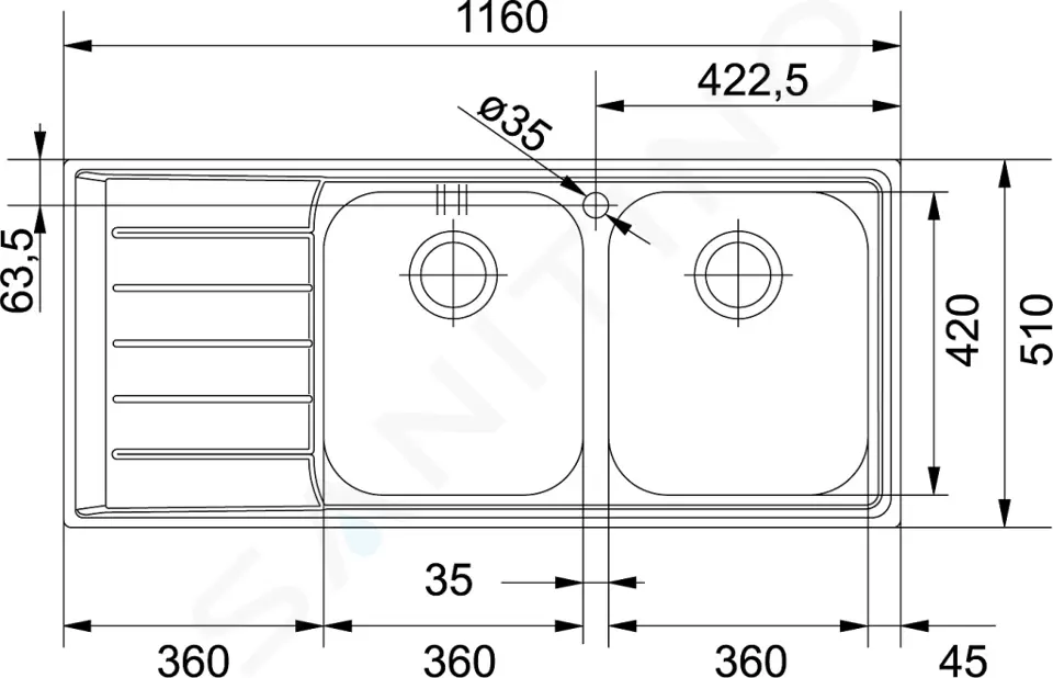 Franke Nerezový dřez NEX 621/7, 116×51 cm 101.0120.274