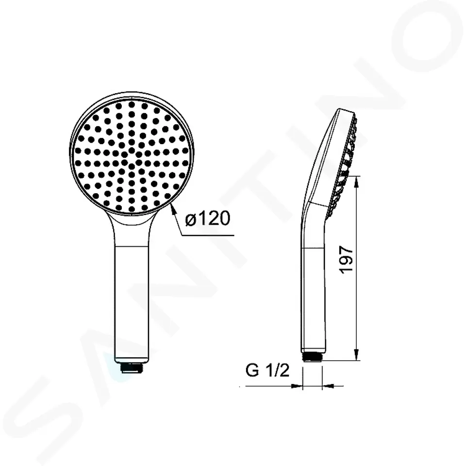 Hansa Sprchová hlavice 120, 1 proud, světle šedá/chrom 84310100