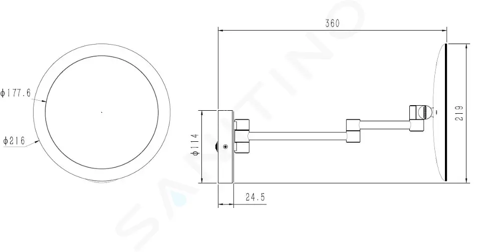 kielle Kosmetické nástěnné zrcátko s LED osvětlením, matná černá 50324024
