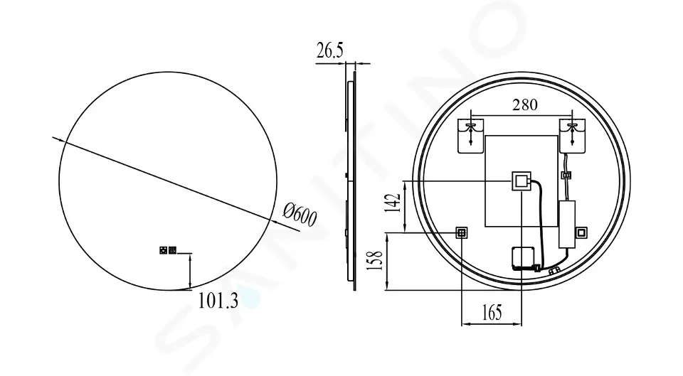 kielle Zrcadlo s LED osvětlením a vyhříváním, průměr 60 cm 50324051