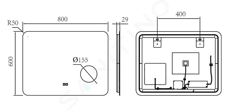 kielle Zrcadlo s LED osvětlením a vyhříváním, 60×80 cm, kosmetické zrcátko 50324021