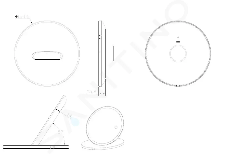 kielle Kosmetické cestovní zrcátko s LED osvětlením, bílá 50324030