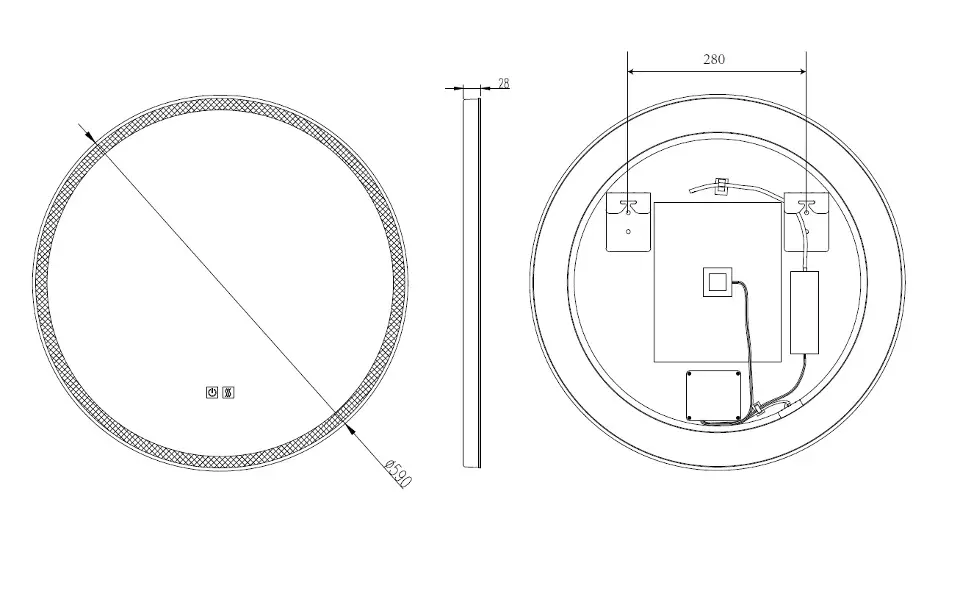 kielle Zrcadlo s LED osvětlením a vyhříváním, průměr 59 cm, chrom 50324013