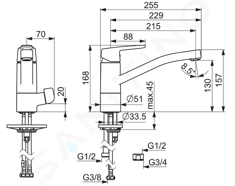 Hansa Dřezová baterie, s uzavíracím ventilem, chrom 52662293