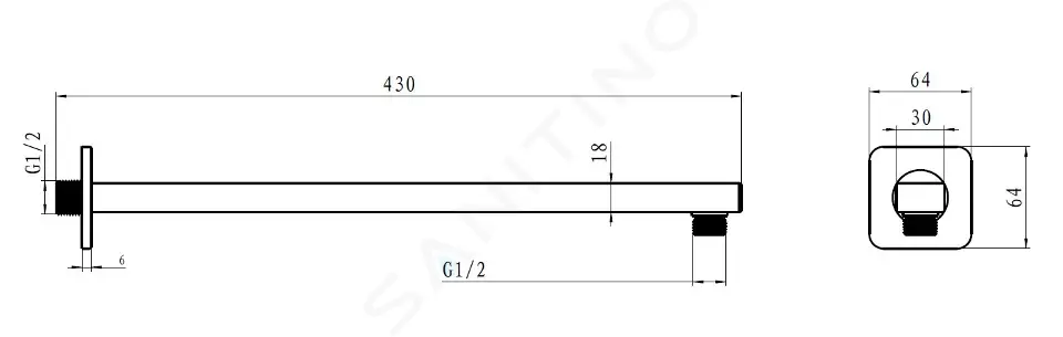 kielle Sprchové rameno 43 cm, chrom 20201010