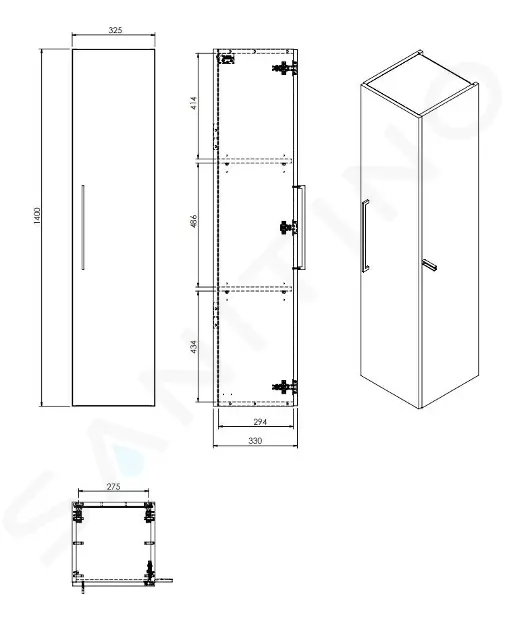 kielle Vysoká skříňka závěsná, 140x33x33 cm, zlatý dub 50218011