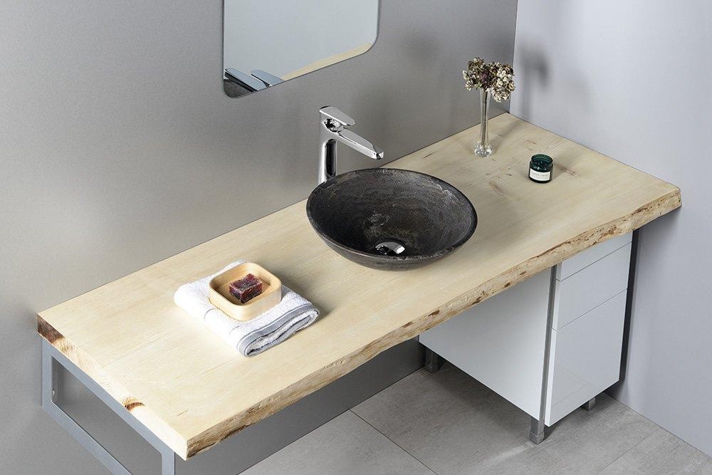 SAPHO – BLOK 1 kamenné umyvadlo na desku Ø 40cm, matný tmavý kámen 2401-02