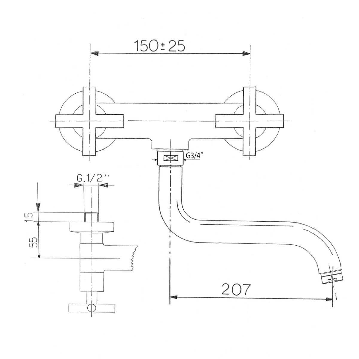 SAPHO – AXIA nástěnná baterie, chrom 506S