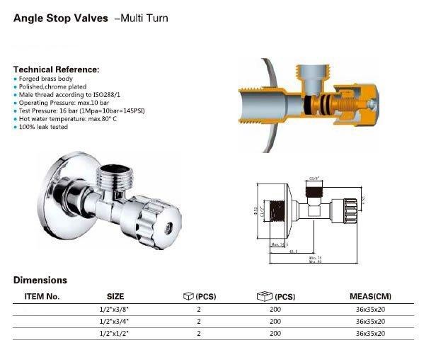 AQUALINE – MULTITURN rohový ventil 1/2″x3/8″, pár, chrom 5316