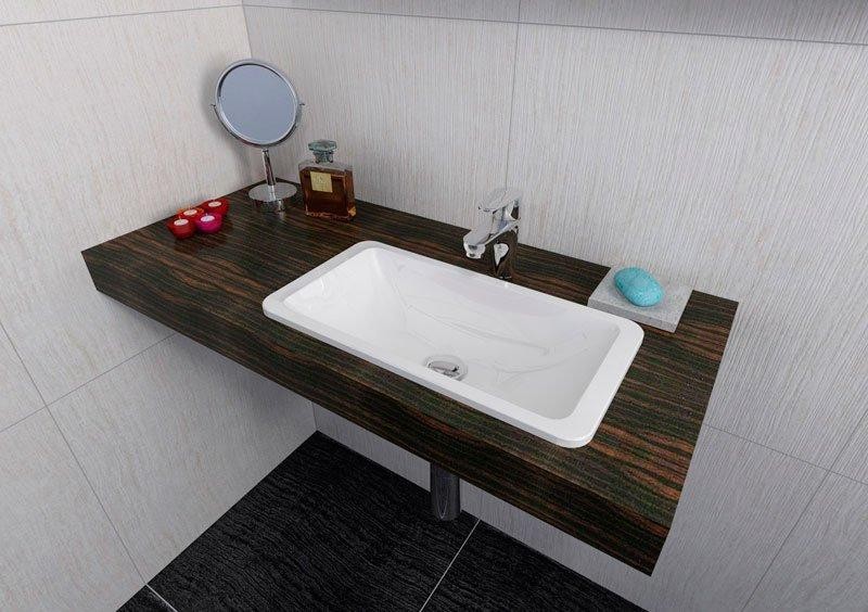 SAPHO – KAMA umyvadlo zápustné, litý mramor, 50x26cm, bílá 50134