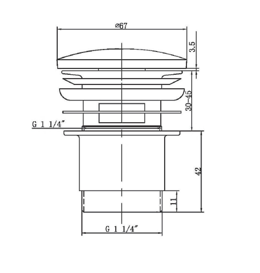 SAPHO – Umyvadlová výpust 5/4“, click-clack, velká zátka, 30-45, chrom CV1007