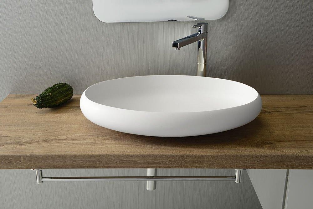 SAPHO – THIN umyvadlo na desku, Rockstone, 60×40 cm, bílá mat WN213