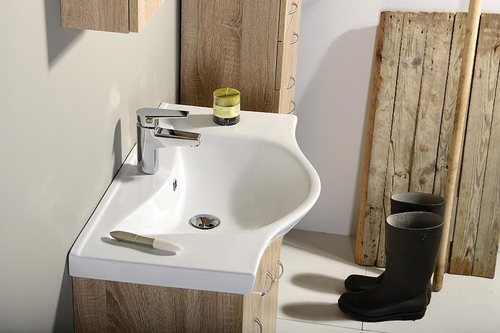 AQUALINE – KERAMIA FRESH umyvadlová skříňka 74,5x74x34,7cm, dub platin 50083