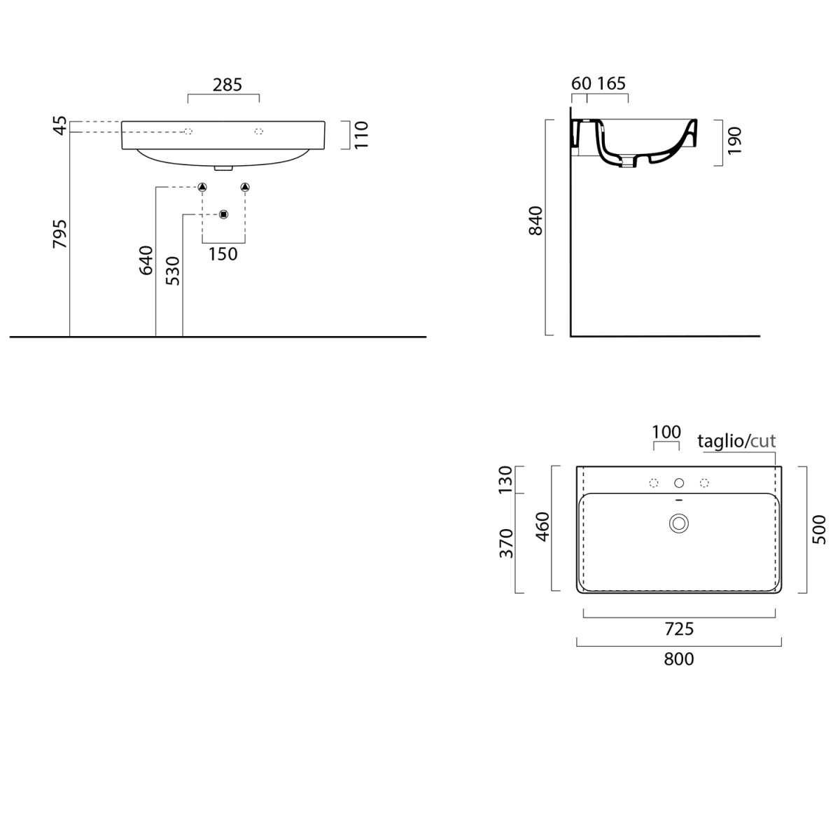 GSI – SAND keramické umyvadlo 80×50 cm, bílá ExtraGlaze 9022111