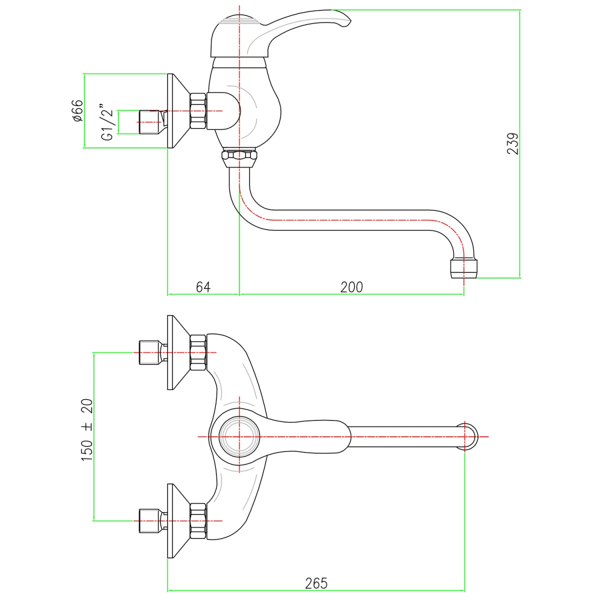 SAPHO – KIRKÉ nástěnná baterie, bronz KI15B