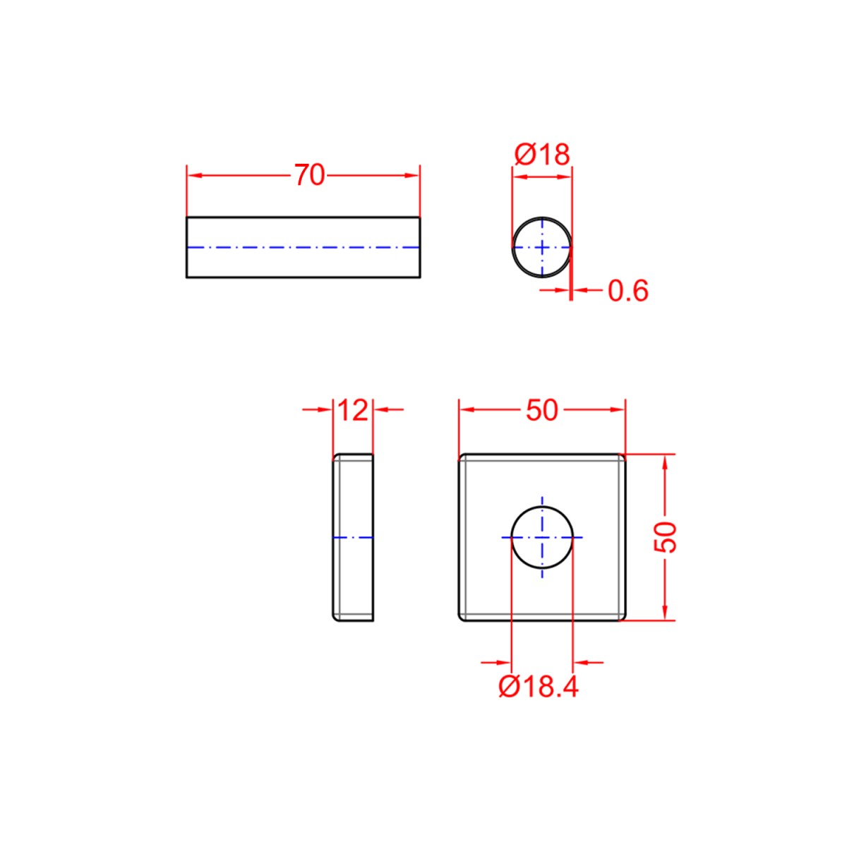 SAPHO – Set krycích rozet hranatých, nerez mat CP812