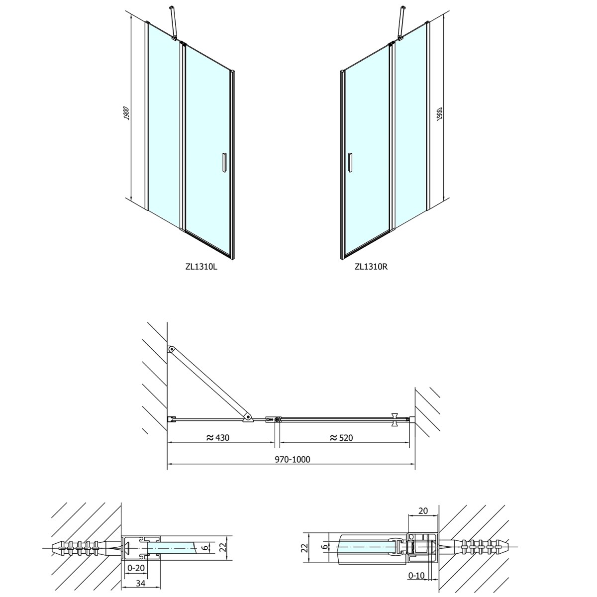 POLYSAN – ZOOM sprchové dveře 1000, čiré sklo ZL1310