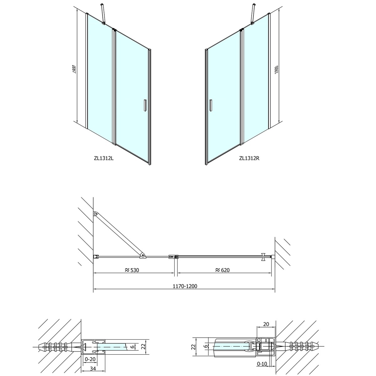 POLYSAN – ZOOM sprchové dveře 1200, čiré sklo ZL1312