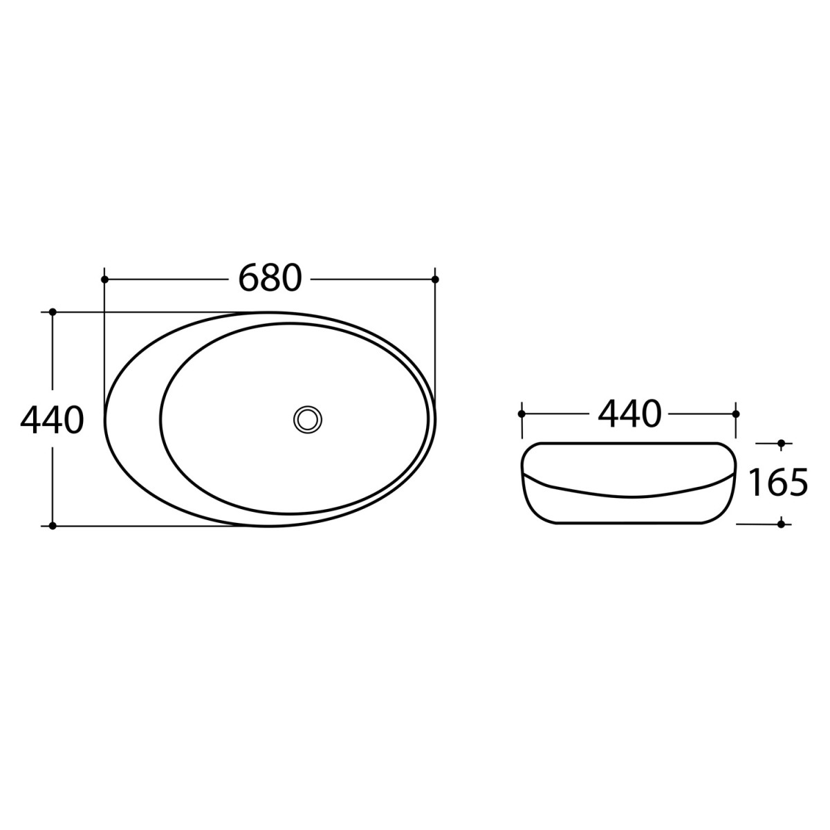 SAPHO – DALMA keramické umyvadlo na desku 68x44cm, marfil 327