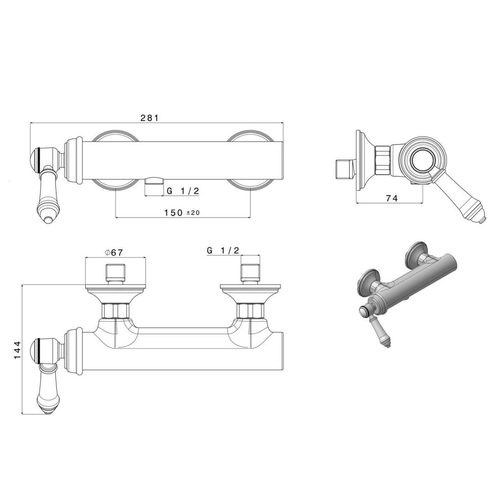 SAPHO – VIENNA nástěnná sprchová baterie, chrom VO011