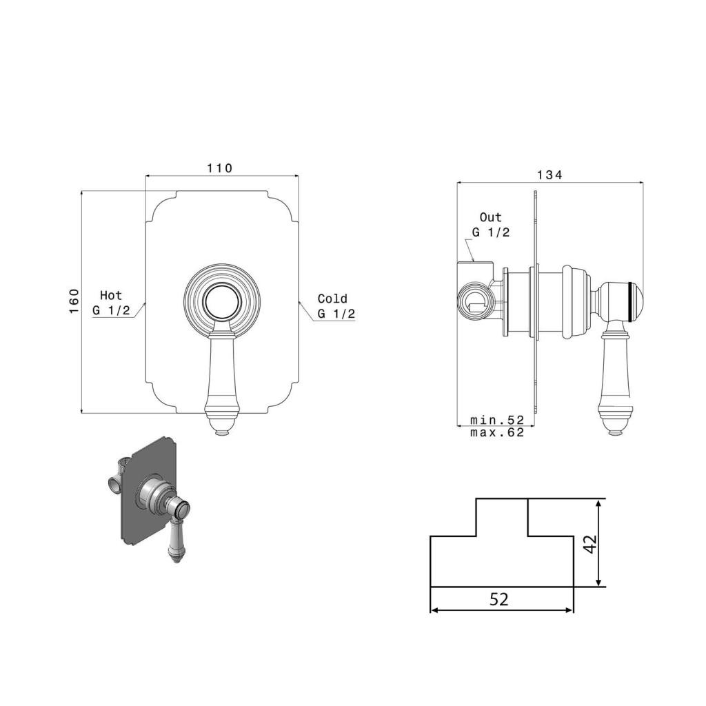 SAPHO – VIENNA podomítková sprchová baterie, 1 výstup, chrom VO041