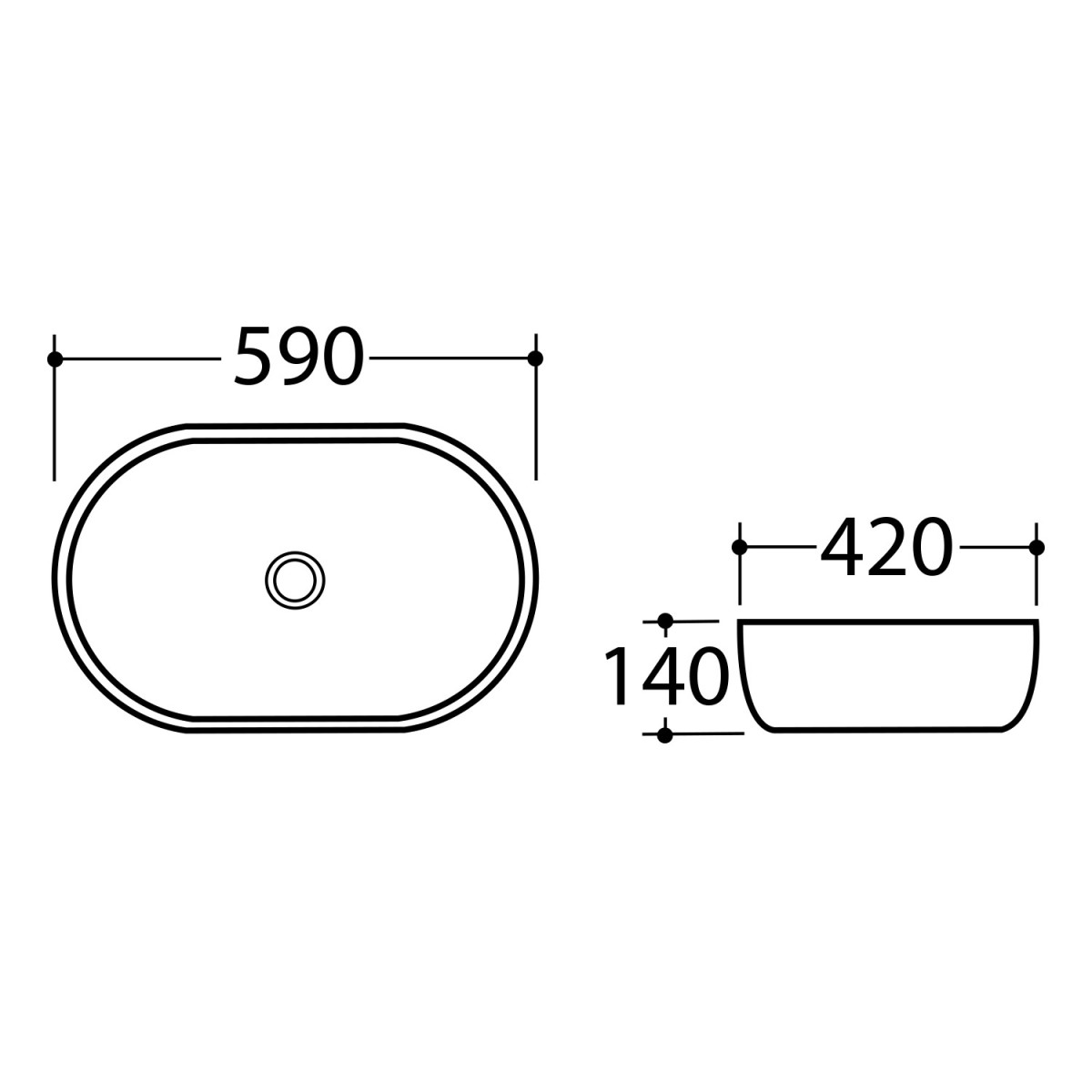 SAPHO – DALMA keramické umyvadlo na desku, 59x42cm, marfil 427