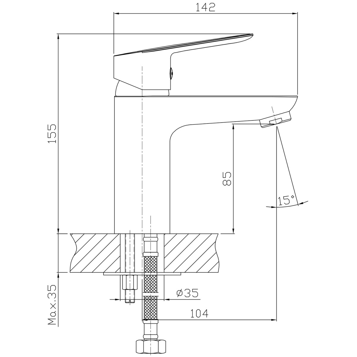 AQUALINE – LOTTA stojánková umyvadlová baterie, černá mat LT602B
