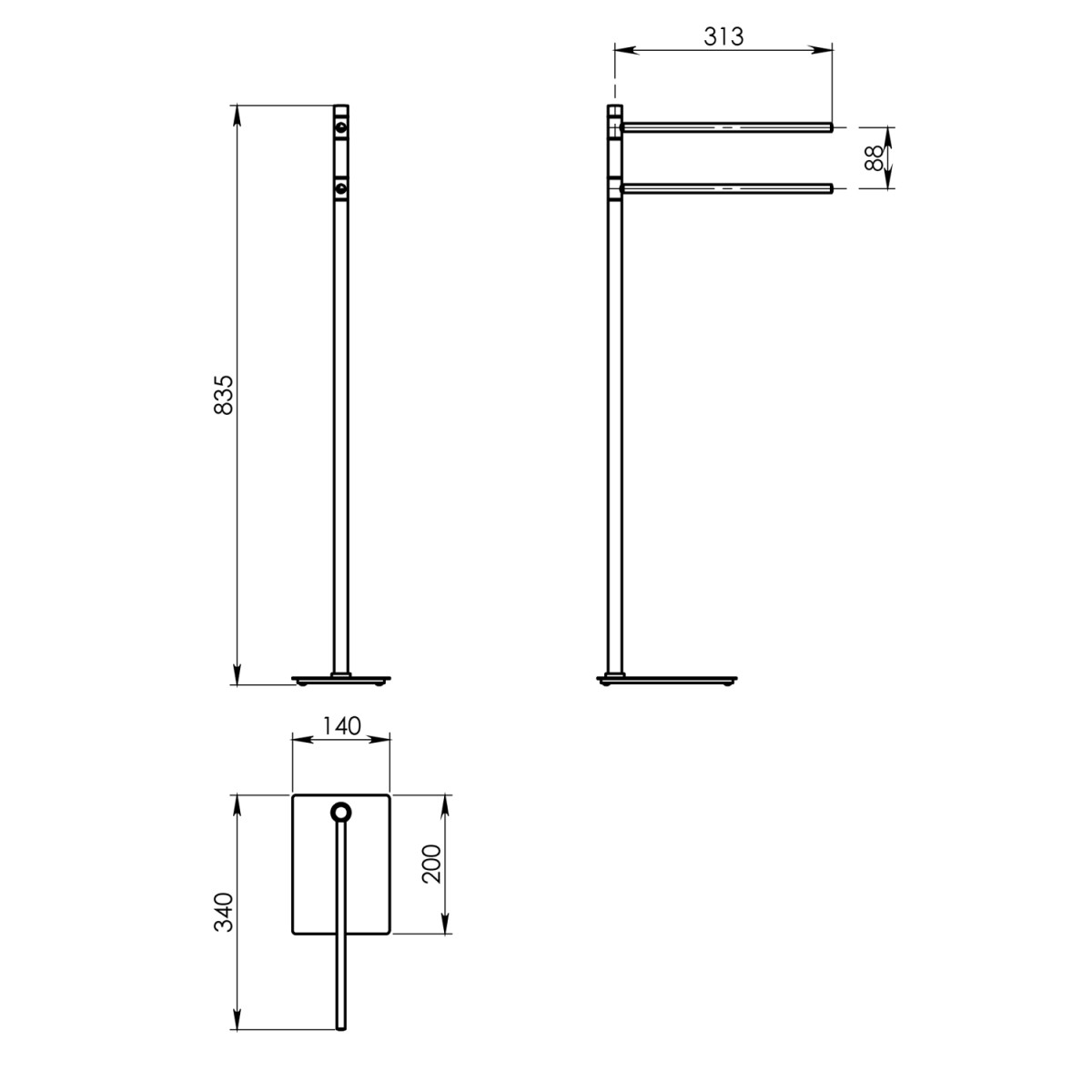 Gedy – TRILLY stojan na ručníky, hranatý, bílá mat TR3122