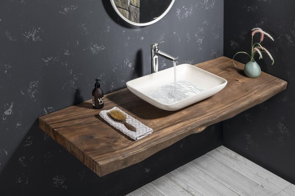 SAPHO – INFRANE betonové umyvadlo na desku, včetně výpusti, 57x37cm, bílý pískovec AR460