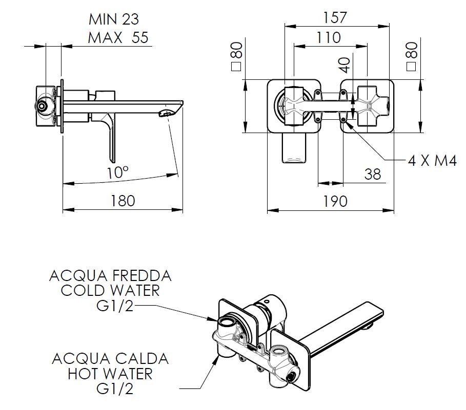 SAPHO – PAX podomítková dvouprvková umyvadlová baterie, černá mat XA08/15