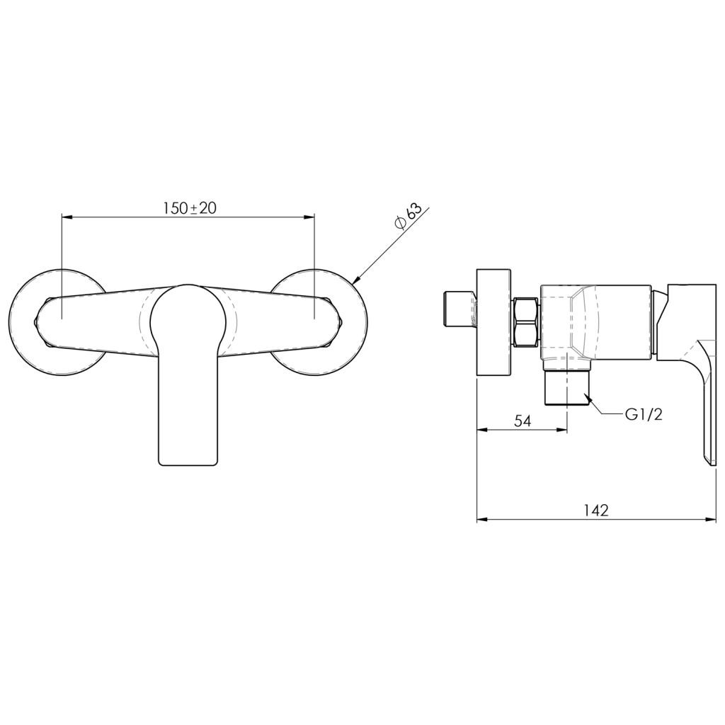 SAPHO – PAX nástěnná sprchová baterie, černá mat XA11/15