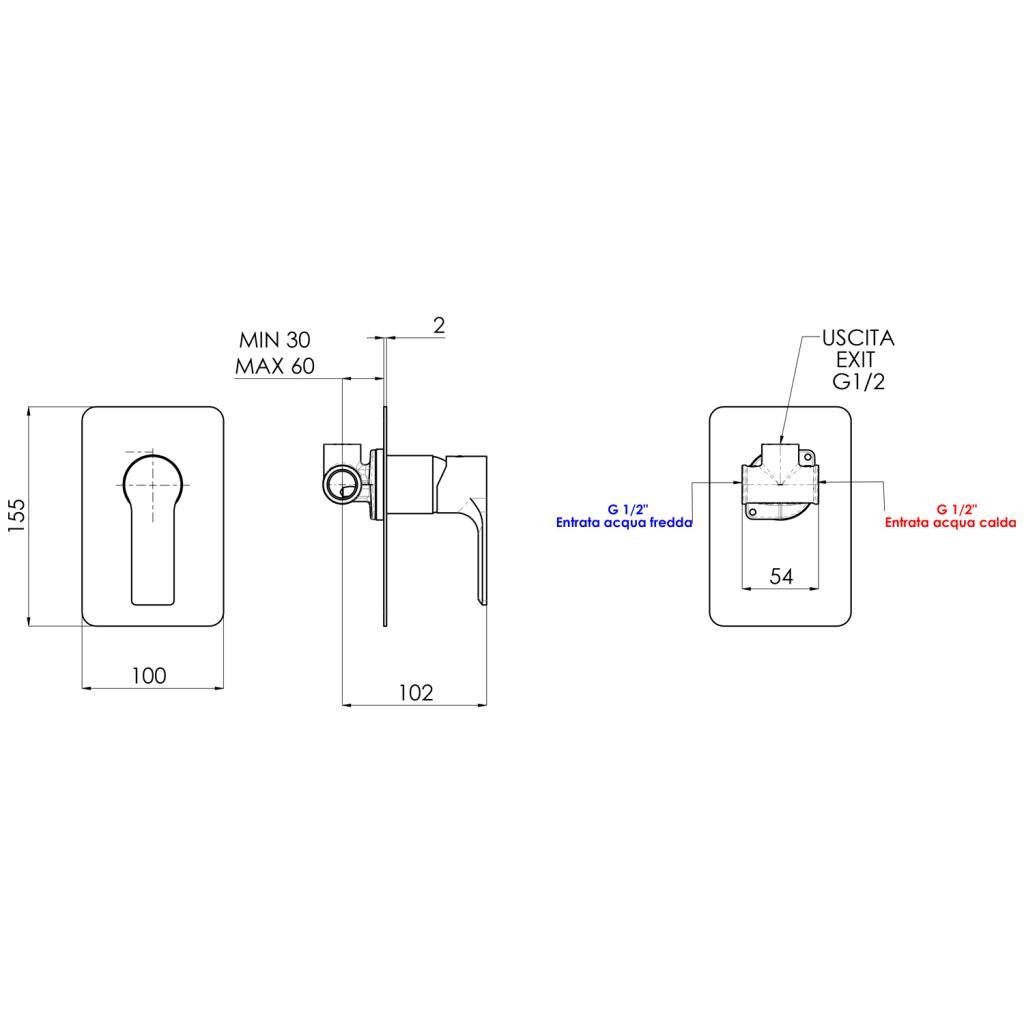 SAPHO – PAX podomítková sprchová baterie, 1 výstup, chrom XA41
