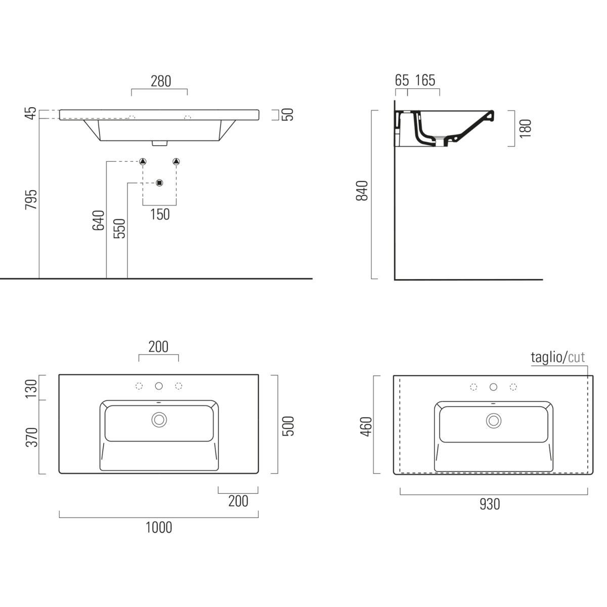 GSI – NORM keramické umyvadlo 100x50cm, bílá ExtraGlaze 8633111
