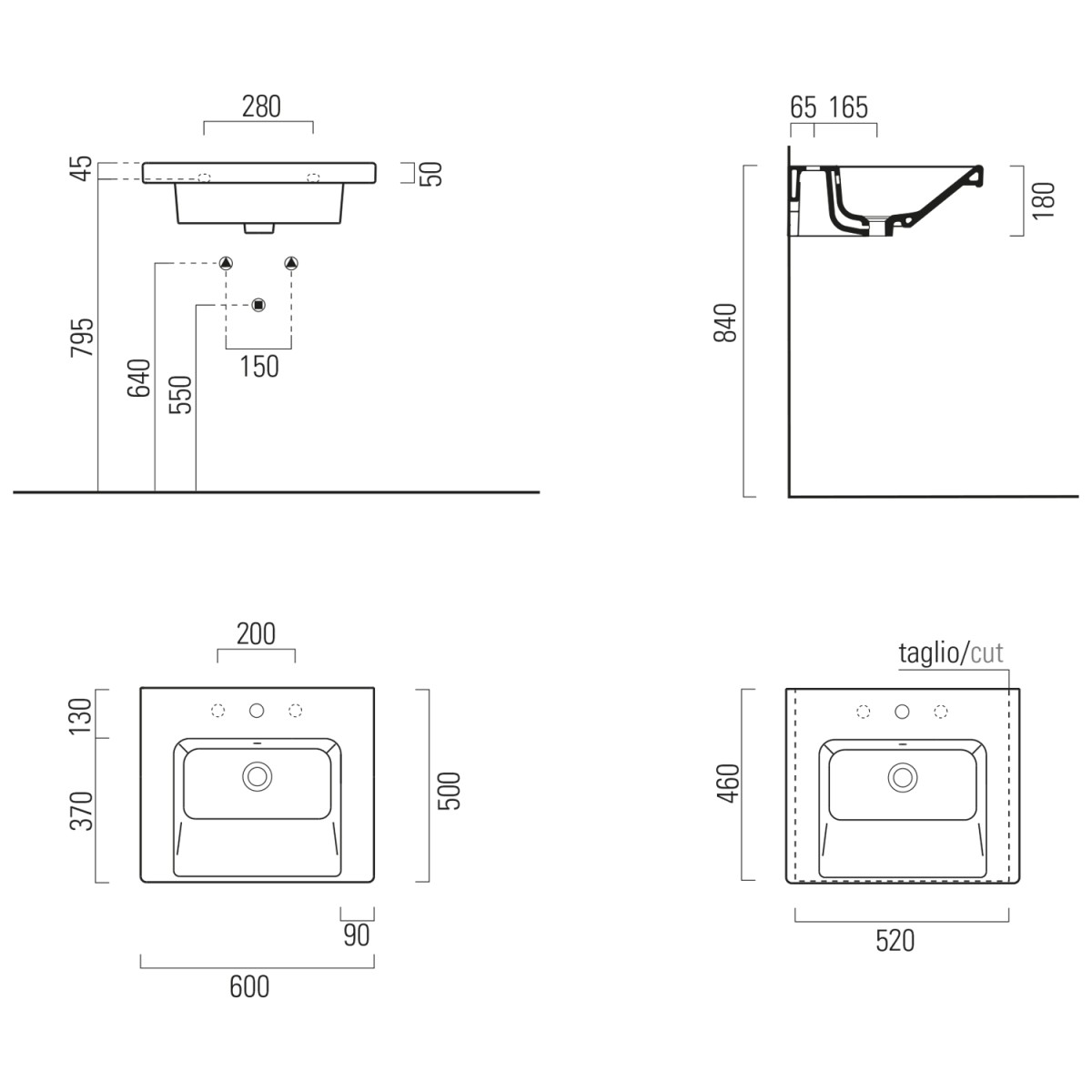 GSI – NORM keramické umyvadlo 60x50cm, bílá ExtraGlaze 8635111