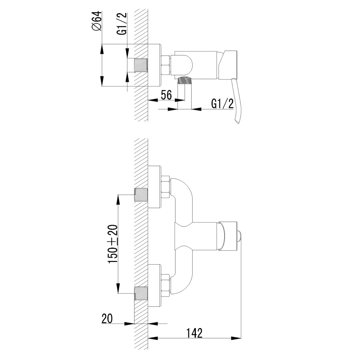 SAPHO – LUKA nástěnná sprchová baterie, chrom LK11