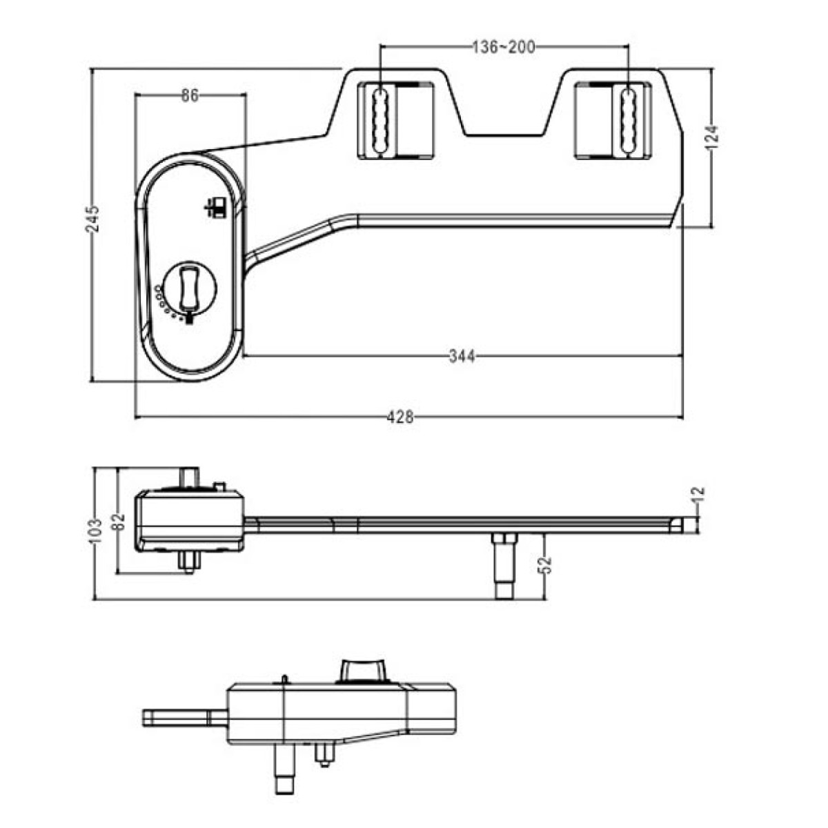 AQUALINE – EASY CLEANING přídavný bidet na studenou vodu, polypropylen MT002