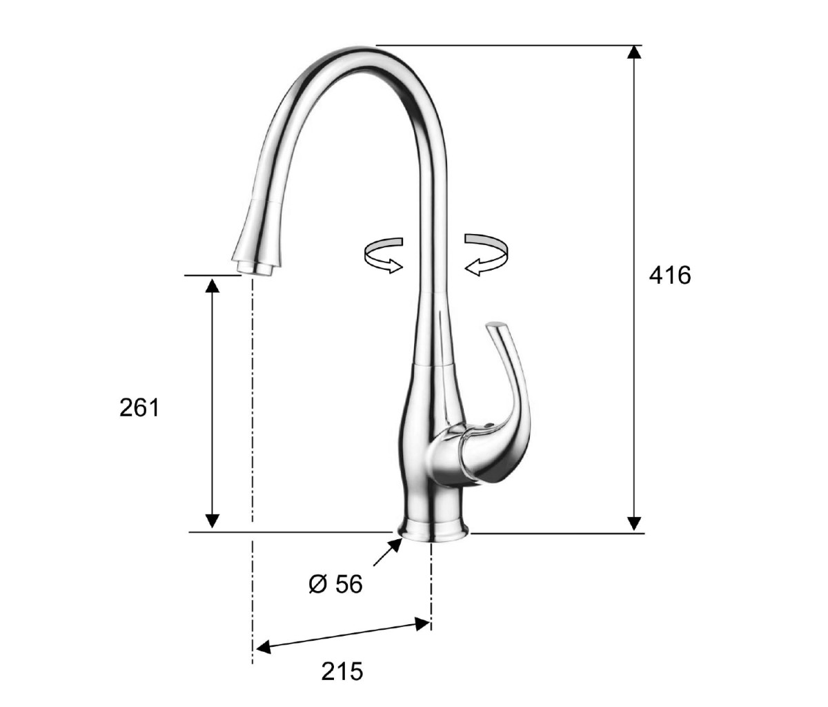 SAPHO – PRIM stojánková dřezová baterie, chrom PR21619