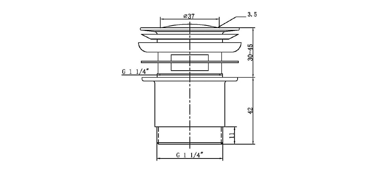 SAPHO – Umyvadlová výpust 5/4“, click-clack, malá zátka, 30-45, chrom CV1008