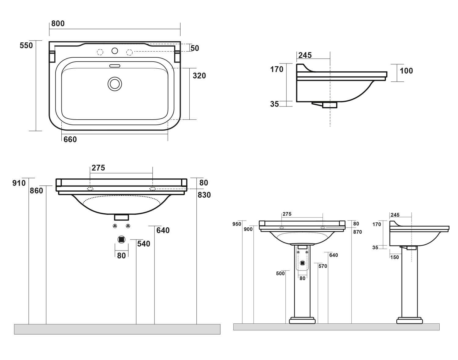 KERASAN – WALDORF keramické umyvadlo 80x55cm, bílá 4141K1