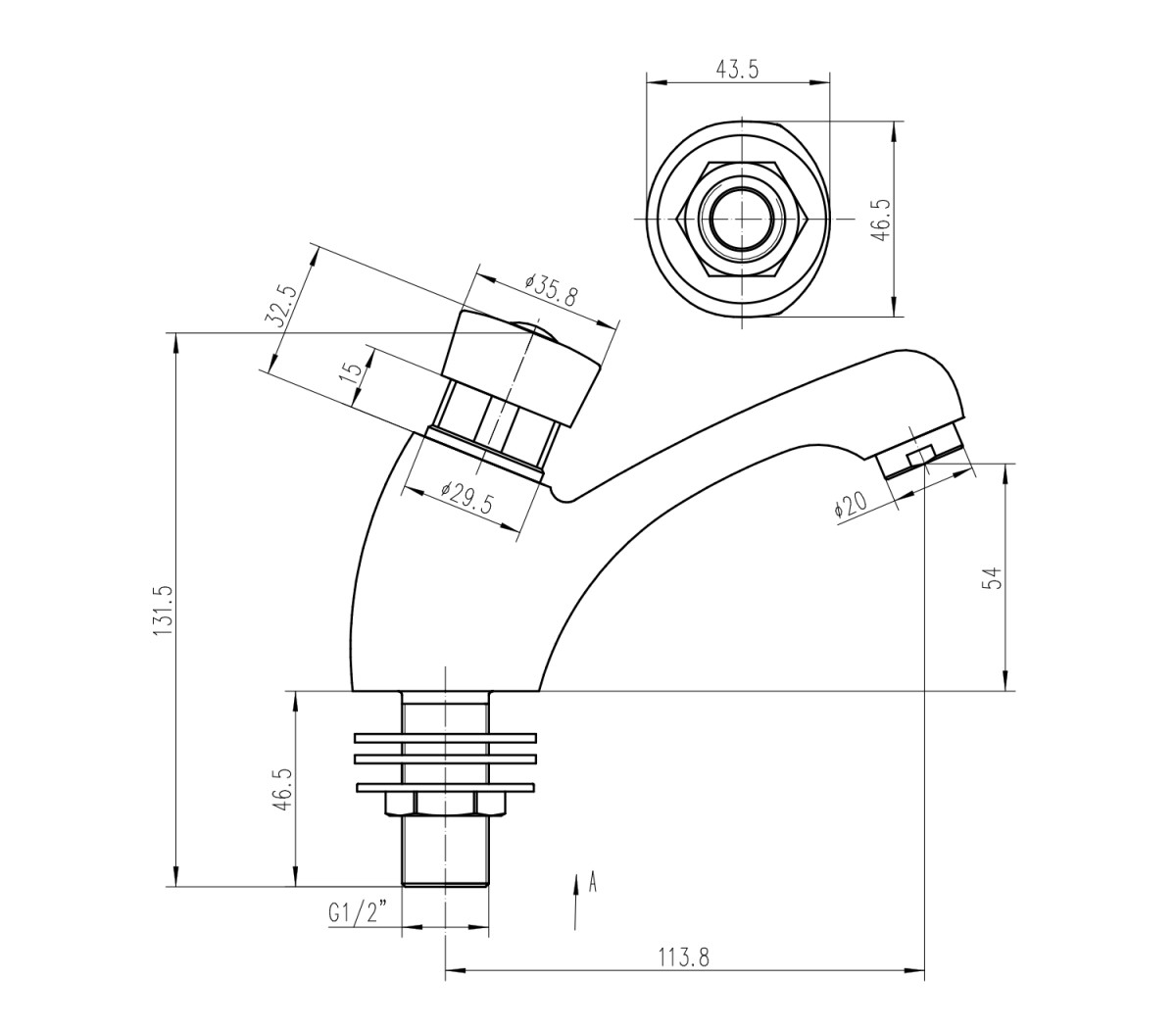 AQUALINE – Samouzavírací stojánkový ventil na umyvadlo, chrom ZY12053