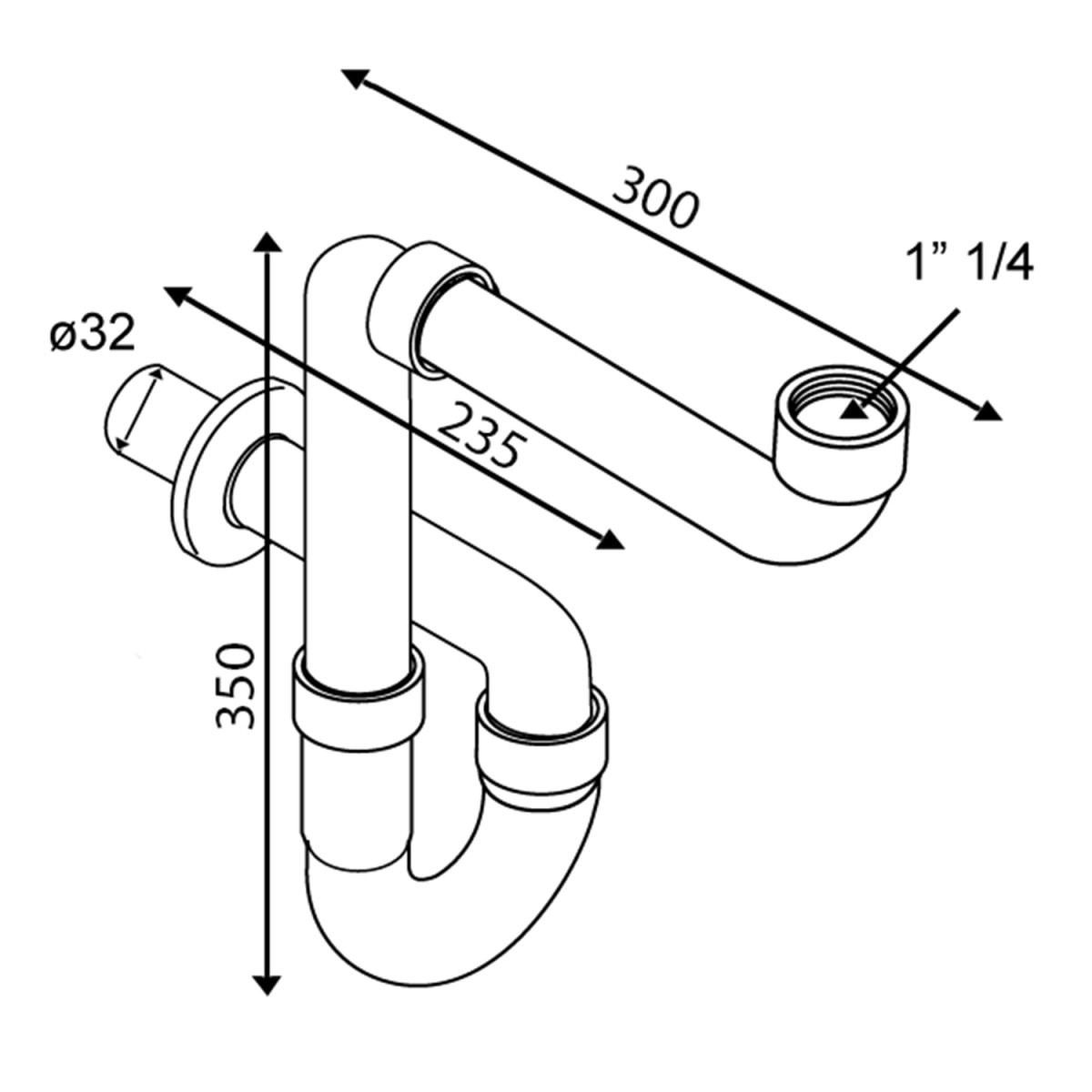 Omp Tea – HANDICAP umyvadlový sifon šetřící místo 5/4″ odpad 32, chrom 126.013.5H