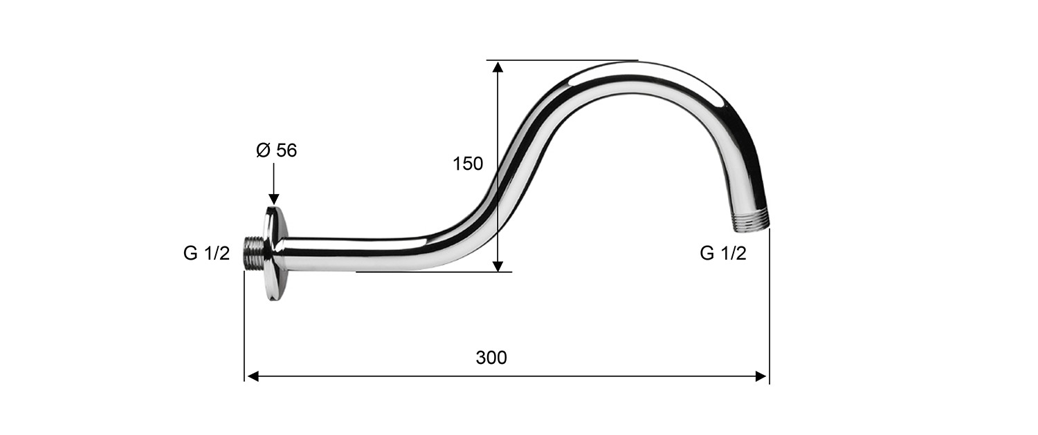 SAPHO – Sprchové ramínko kulaté tvar S, 300, chrom BR551