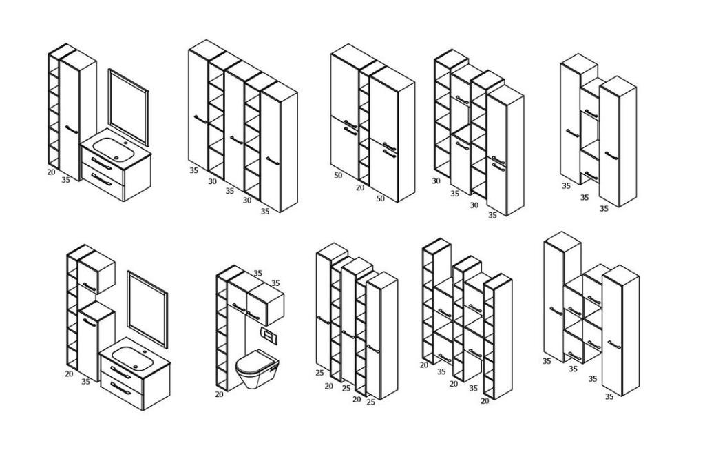 SAPHO – ESPACE otevřená policová skříňka 30x172x32cm, bílá ESC160-3030
