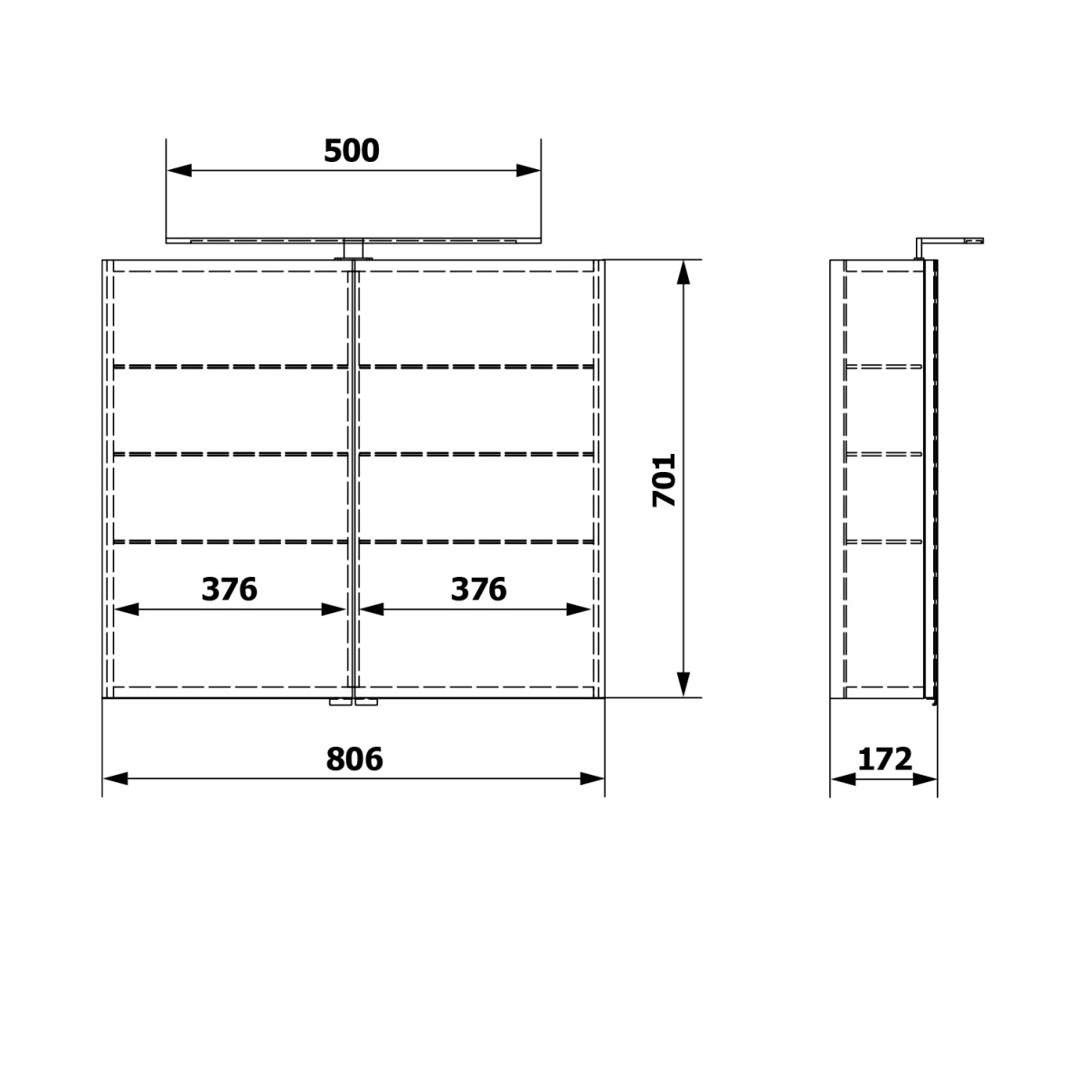 SAPHO – RIWA galerka s LED osvětlením, 81x70x17cm, bílá lesk RIW080-0030