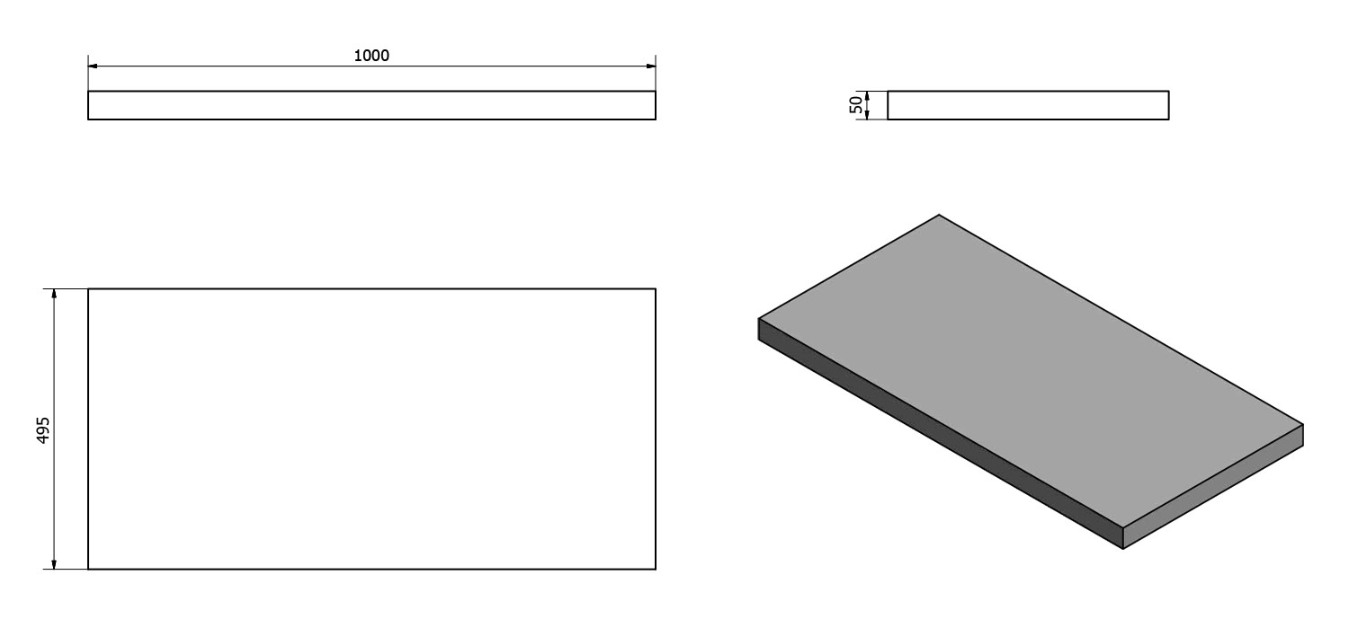 SAPHO – AVICE deska pod umyvadlo 100x50cm, tl.5cm, šedý kámen AV1010