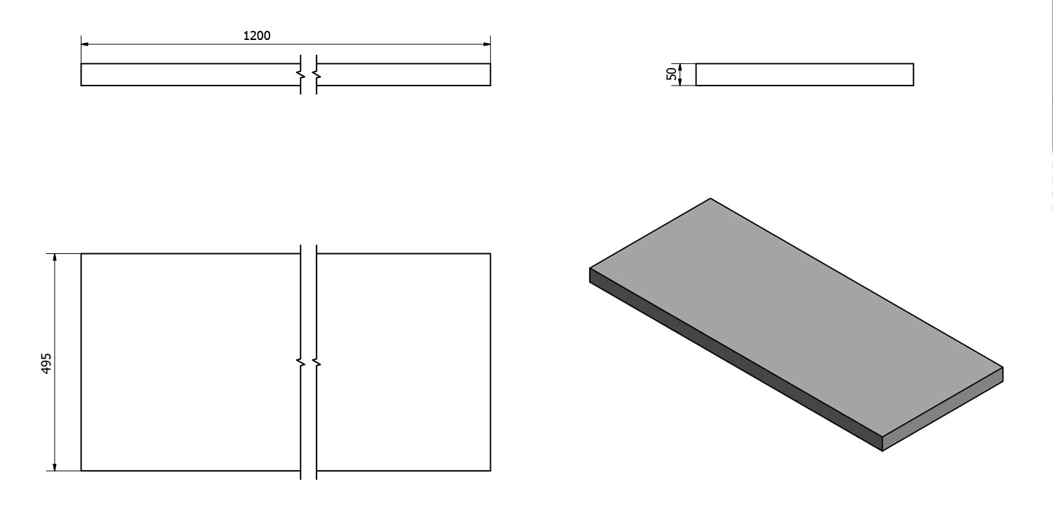 SAPHO – AVICE deska pod umyvadlo 120x50cm, tl.5cm, šedý kámen AV1210