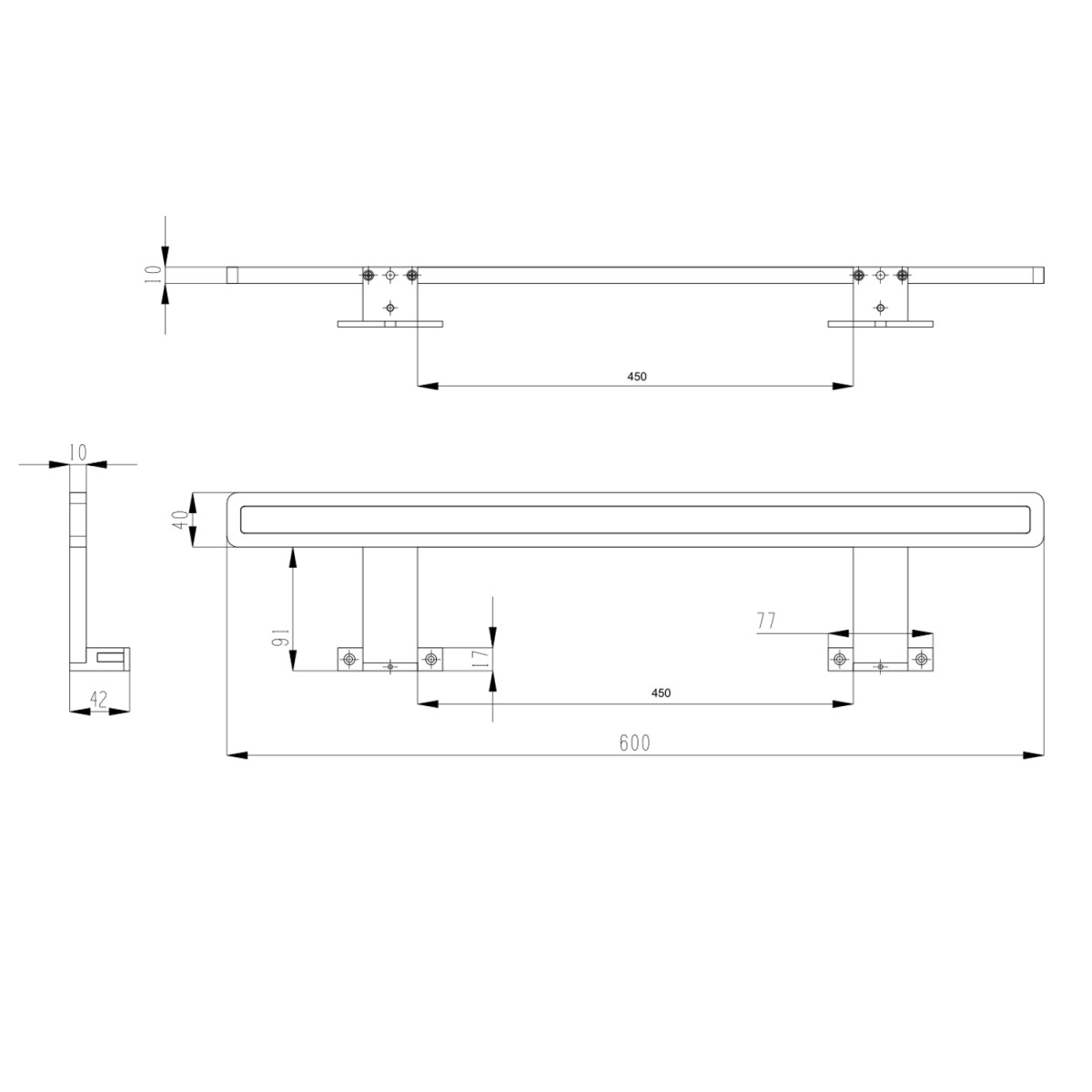 SAPHO – MIRAKA LED svítidlo 9W, 230V, 600x35x120, IP44, akryl, chrom MR600