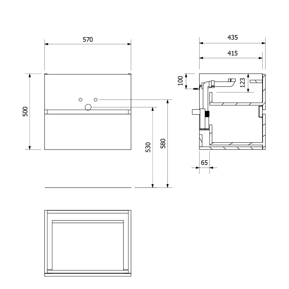 SAPHO – ODETTA umyvadlová skříňka 57x50x43,5cm, borovice rustik DT060-1616