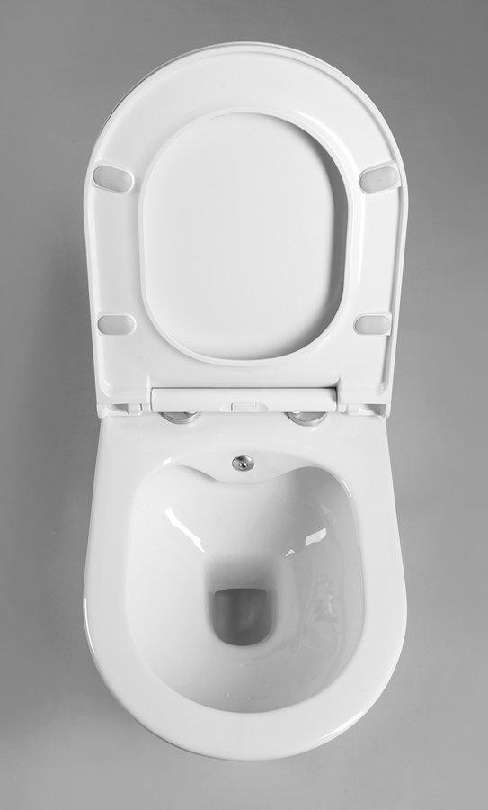 SAPHO – AVVA CLEANWASH závěsná WC mísa, integrovaná baterie a bidet. sprška, Rimless, 35,5x53cm, bílá 100315